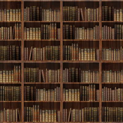 Rows of books on a bookshelf