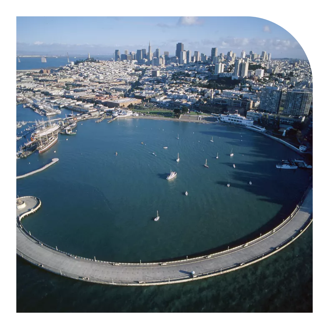 Aerial photo of aquatic park pier