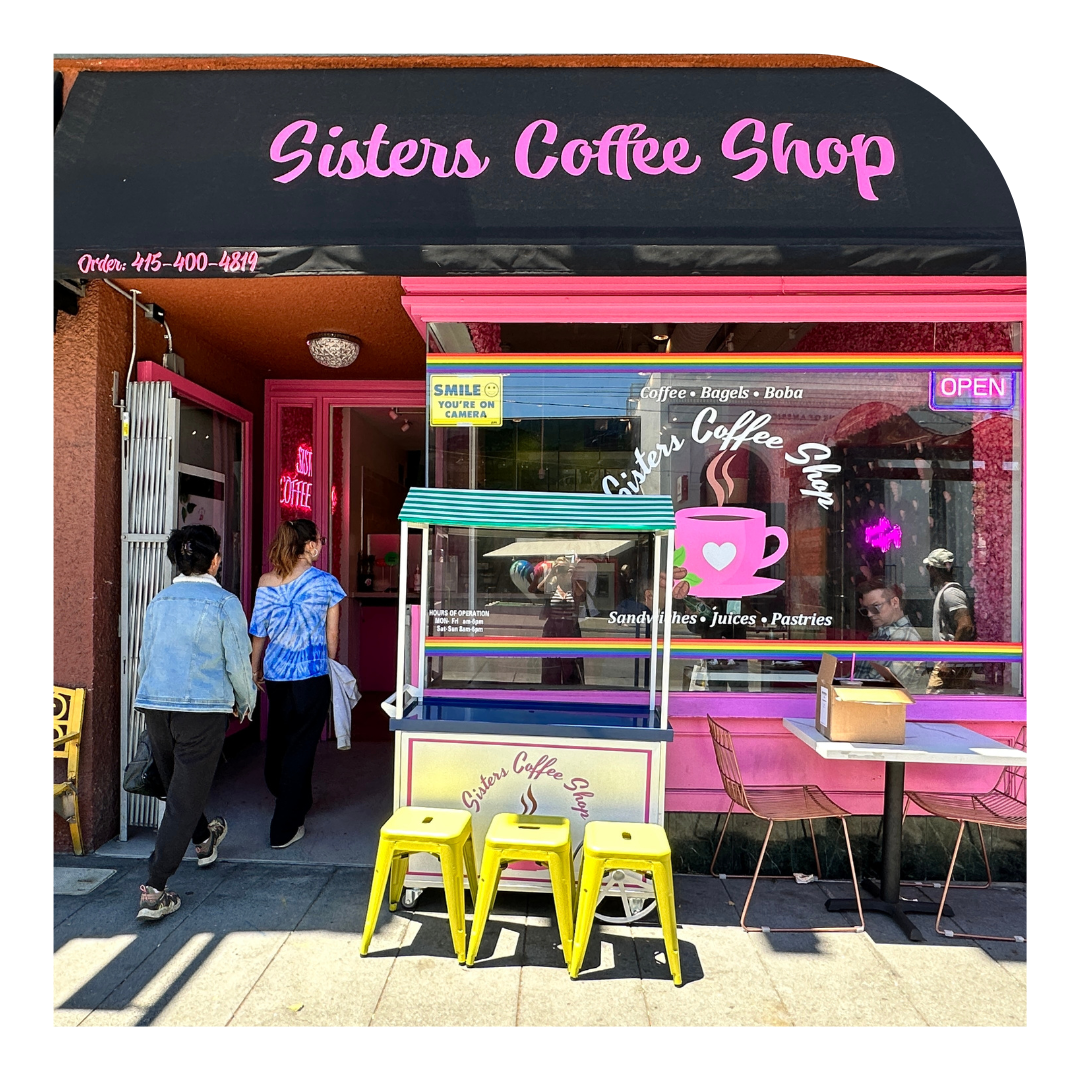 Photo of the storefront of sisters coffee shop