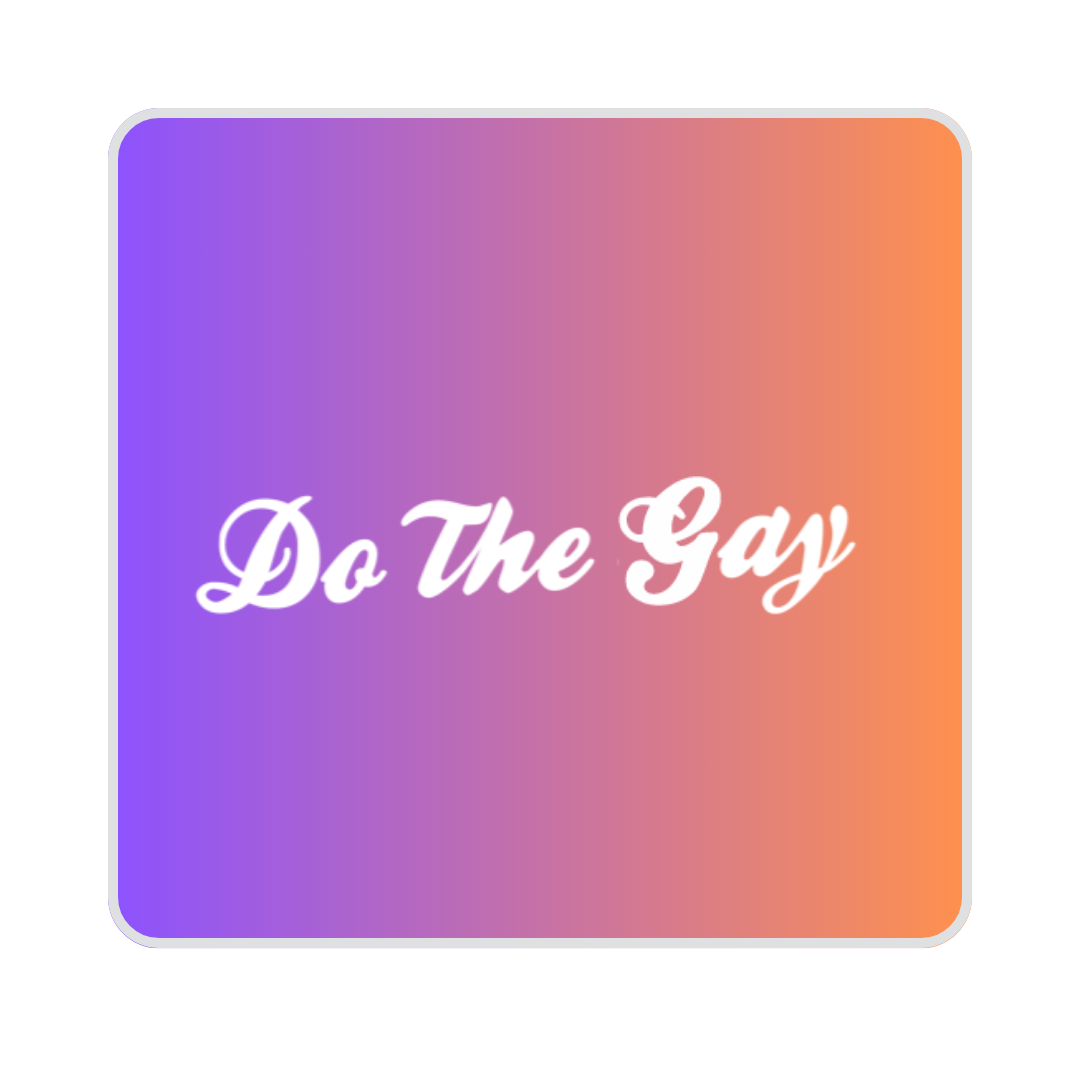 Logo for Do The Gay on a rainbow background