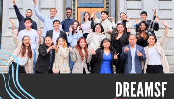 DreamSF Fellows pose outside of San Francisco City Hall