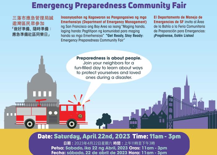 The Get Ready, Stay Ready Emergency Preparedness Fair flyer with event details. 