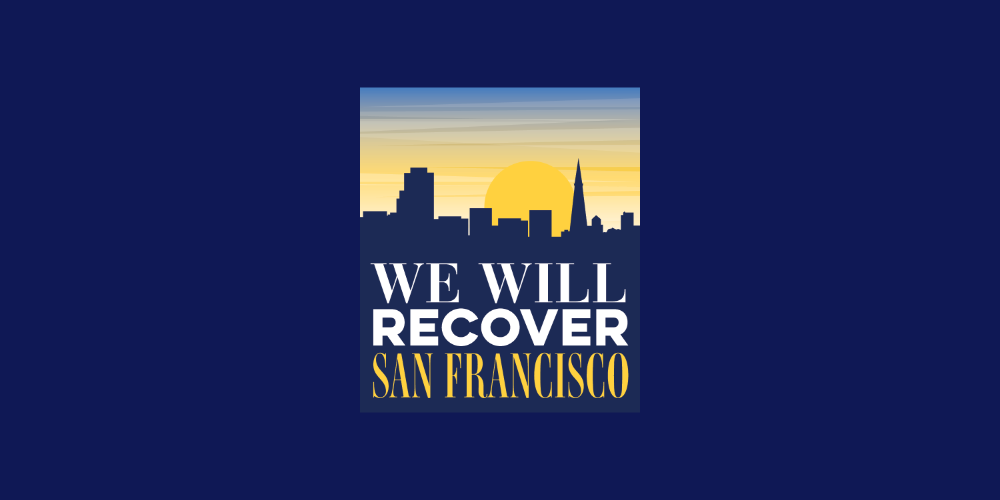 Icon ng Babangon Tayo San Francisco na may silhouette ng skyline ng SF.