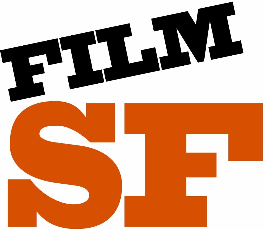 A wordmark logo using "FILM SF" in heavy serif, with the 2 words arranged the shape of a clapboard
