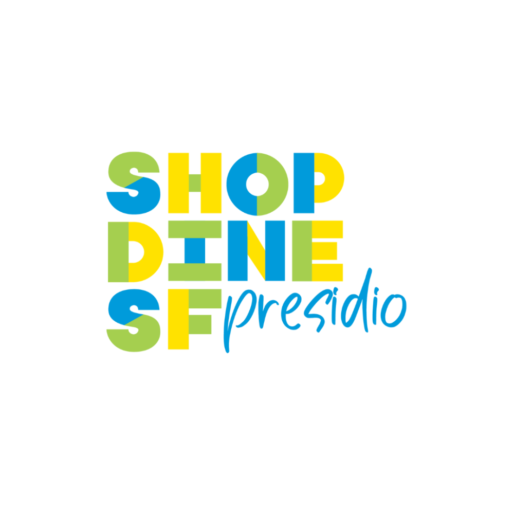 Logo reading Shop Dine Presidio