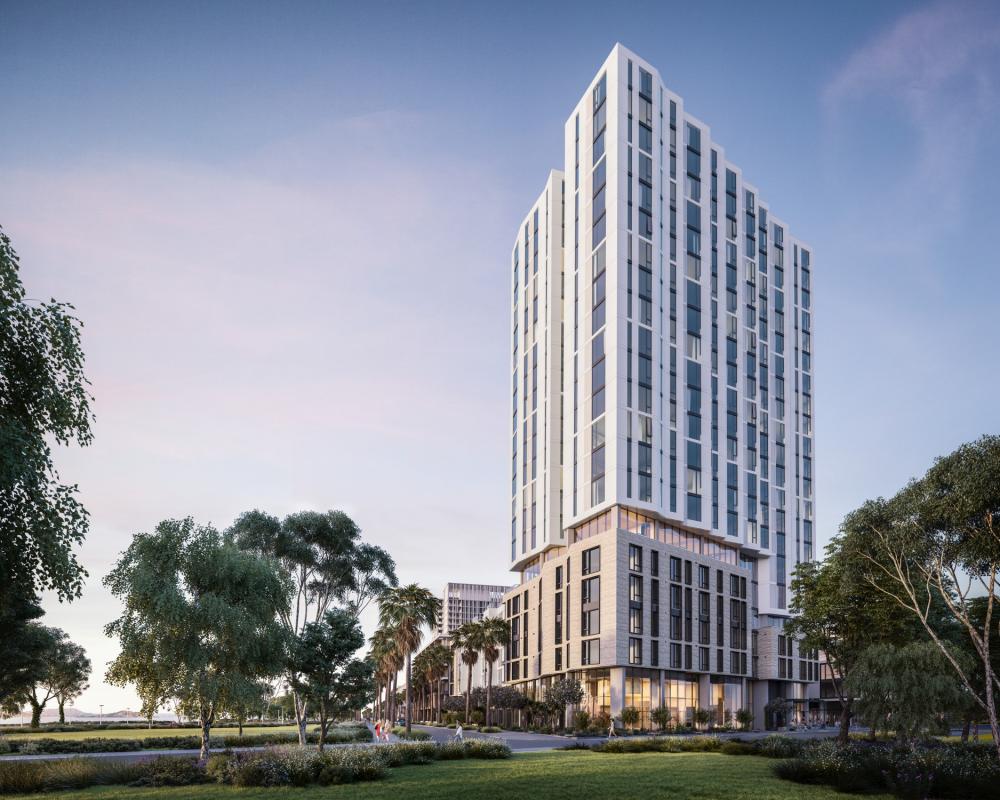 Rendering of the completed Isle House apartments on Treasure Island